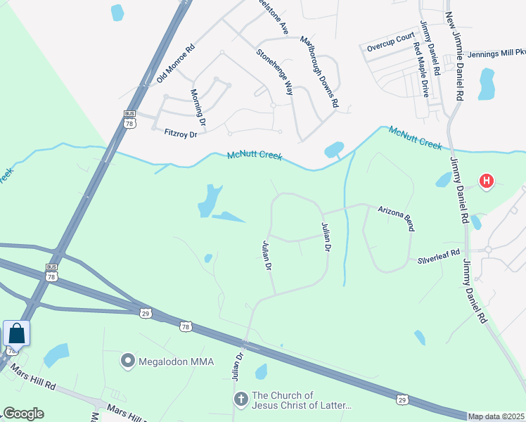 map of restaurants, bars, coffee shops, grocery stores, and more near 1700 Julian Drive in Watkinsville