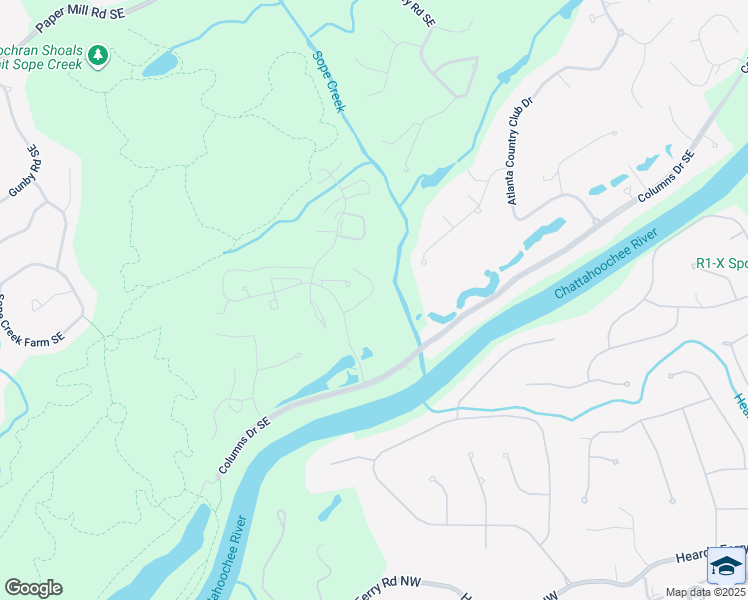 map of restaurants, bars, coffee shops, grocery stores, and more near 2062 River Heights Walk Southeast in Marietta