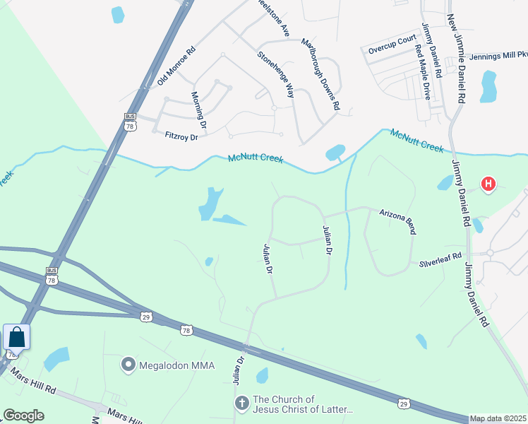 map of restaurants, bars, coffee shops, grocery stores, and more near 1700 Julian Drive in Watkinsville