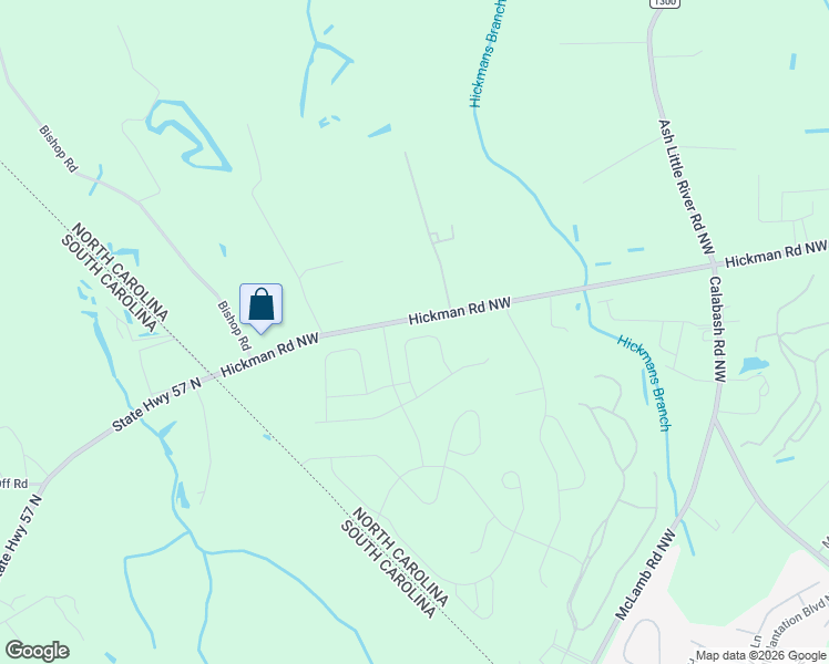 map of restaurants, bars, coffee shops, grocery stores, and more near 1400 Hickman Road Northwest in Calabash