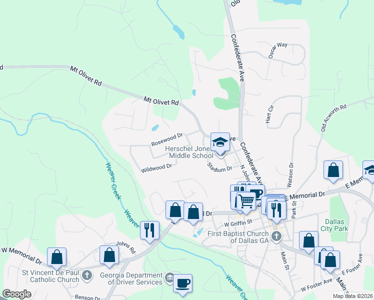 map of restaurants, bars, coffee shops, grocery stores, and more near 208 Briarwood Drive in Dallas