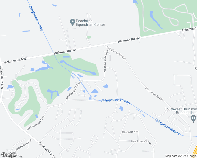 map of restaurants, bars, coffee shops, grocery stores, and more near 938 Meadowlands Trail in Calabash