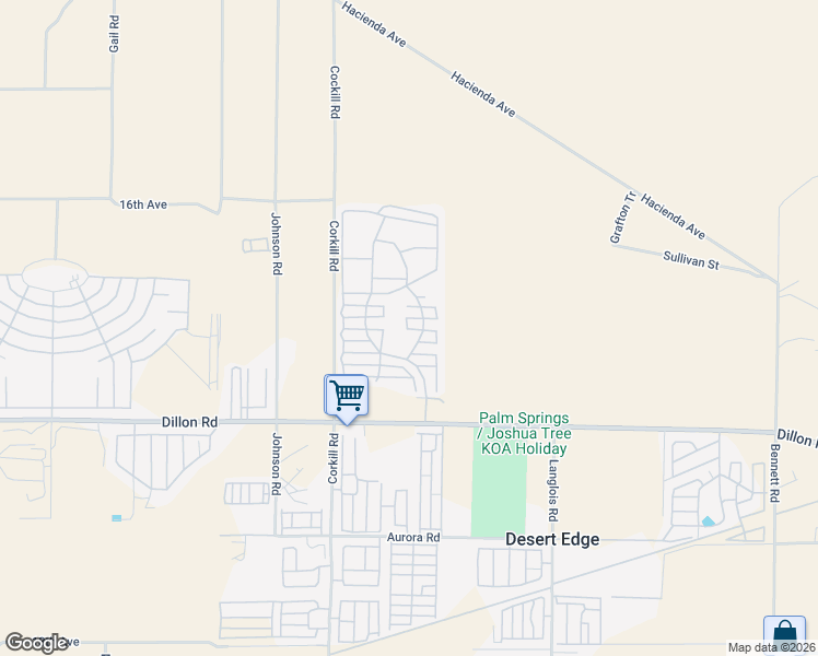 map of restaurants, bars, coffee shops, grocery stores, and more near 70200 Dillon Road in Desert Hot Springs
