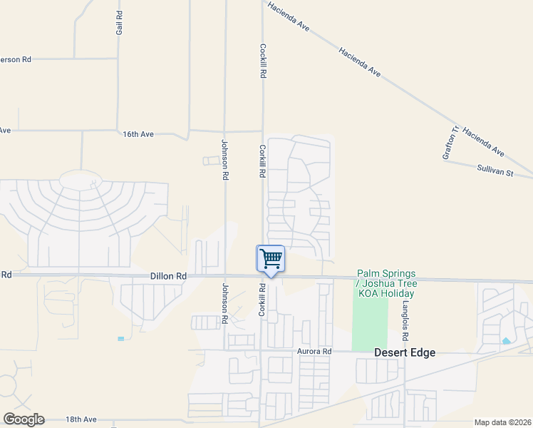 map of restaurants, bars, coffee shops, grocery stores, and more near 70200 Dillon Road in Desert Hot Springs