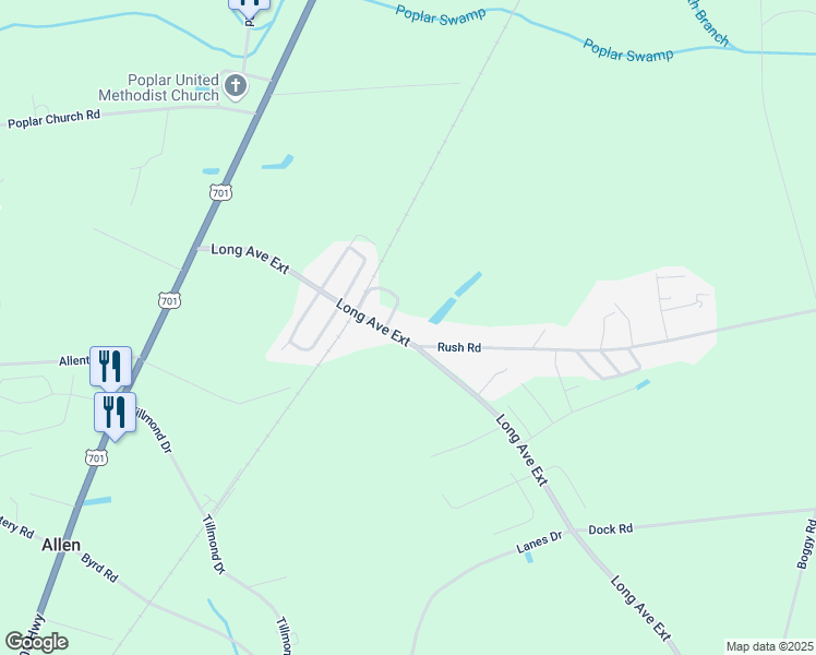 map of restaurants, bars, coffee shops, grocery stores, and more near 5488 Long Avenue Extension in Conway