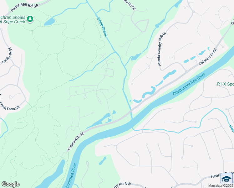 map of restaurants, bars, coffee shops, grocery stores, and more near 2062 River Heights Walk Southeast in Marietta