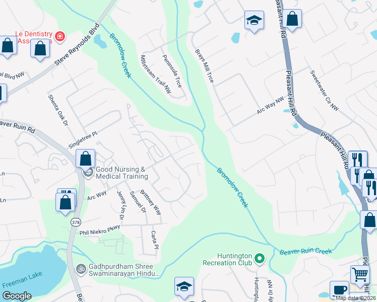 map of restaurants, bars, coffee shops, grocery stores, and more near 4037 Heritage Valley Court in Norcross