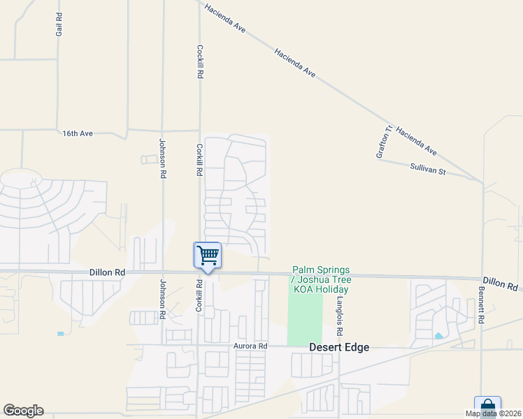map of restaurants, bars, coffee shops, grocery stores, and more near 70200 Dillon Road in Desert Hot Springs