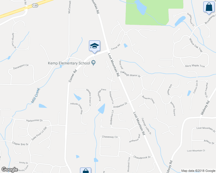 map of restaurants, bars, coffee shops, grocery stores, and more near 1042 Amberton Lane in Powder Springs