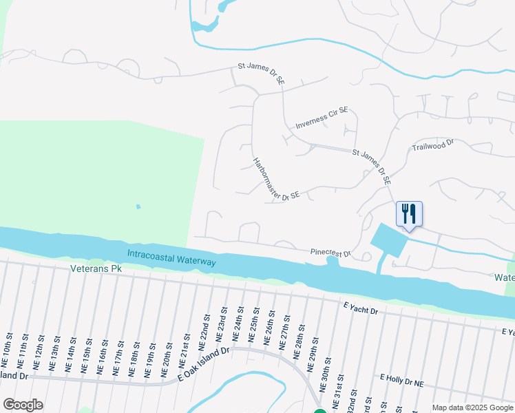 map of restaurants, bars, coffee shops, grocery stores, and more near 2787 Pine Bluff Circle Southeast in Southport