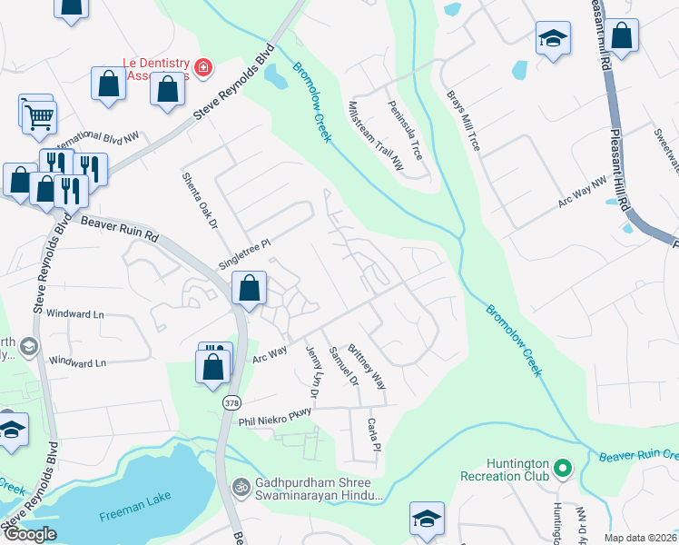 map of restaurants, bars, coffee shops, grocery stores, and more near 1261 Sweet Pine Drive in Norcross