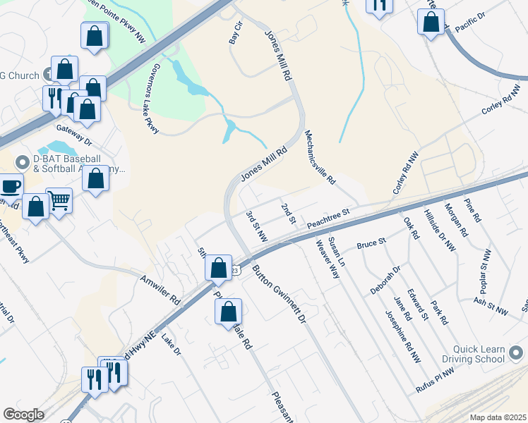 map of restaurants, bars, coffee shops, grocery stores, and more near 4011 Florida Avenue Northwest in Atlanta