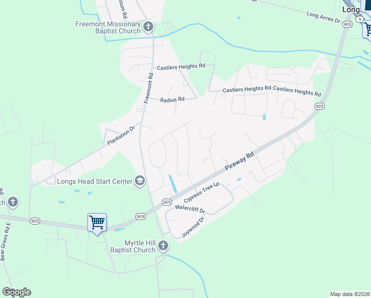 map of restaurants, bars, coffee shops, grocery stores, and more near 141 Oak Leaf Drive in Longs