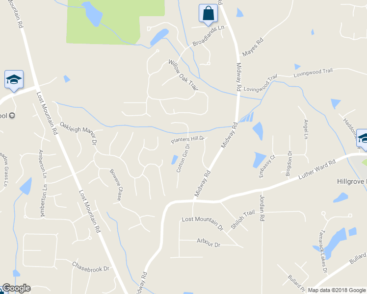 map of restaurants, bars, coffee shops, grocery stores, and more near 1274 Cotton Gin Drive in Powder Springs