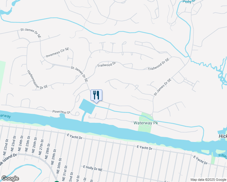 map of restaurants, bars, coffee shops, grocery stores, and more near 2739 Juneberry Lane Southeast in Southport