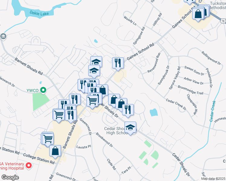 map of restaurants, bars, coffee shops, grocery stores, and more near 149 Barrington Place in Athens