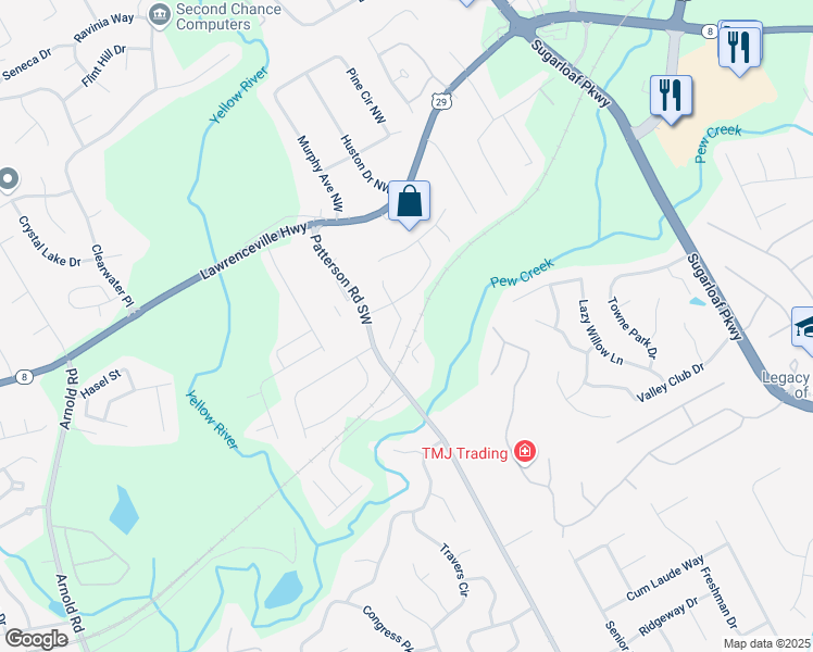 map of restaurants, bars, coffee shops, grocery stores, and more near 200 Mona Court in Lawrenceville