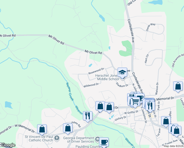 map of restaurants, bars, coffee shops, grocery stores, and more near 125 Rosewood Drive in Dallas