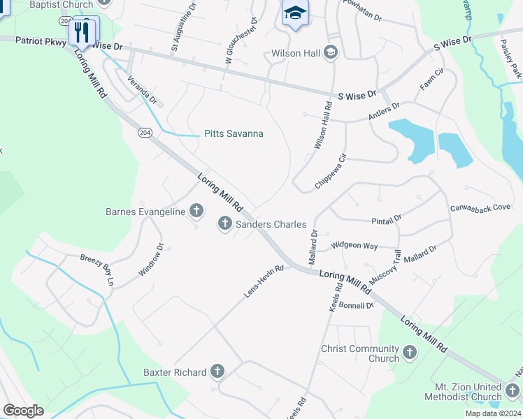map of restaurants, bars, coffee shops, grocery stores, and more near 1370 Curlew Circle in Sumter