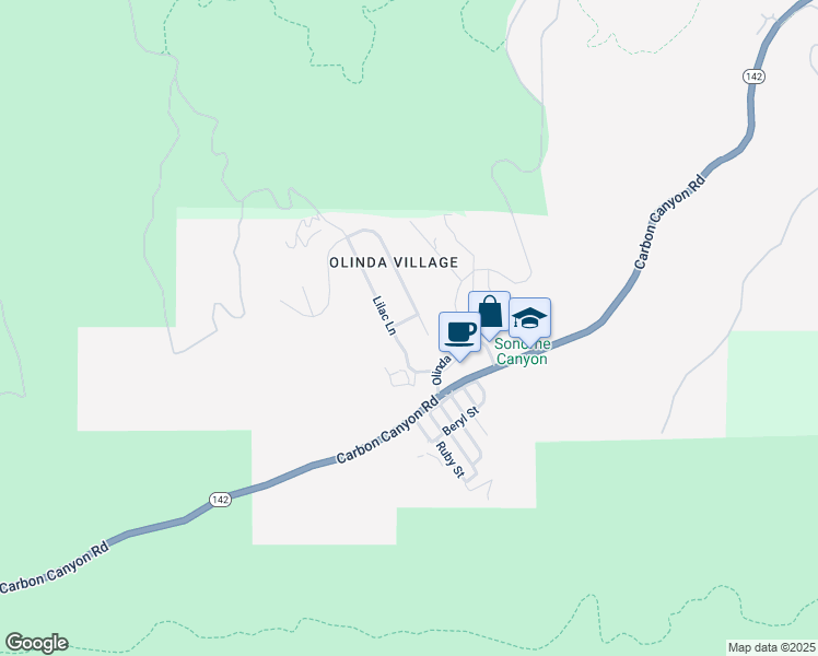 map of restaurants, bars, coffee shops, grocery stores, and more near 130 Mariposa Way in Brea