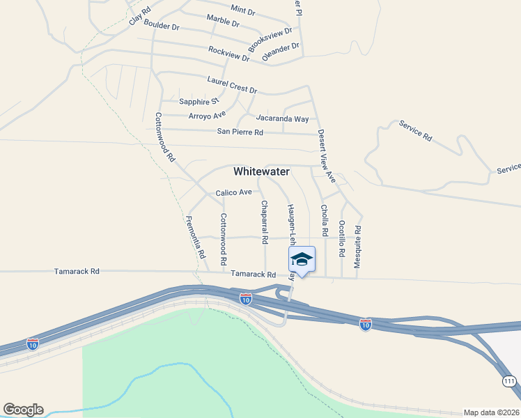 map of restaurants, bars, coffee shops, grocery stores, and more near 13265 Chaparral Road in Cabazon