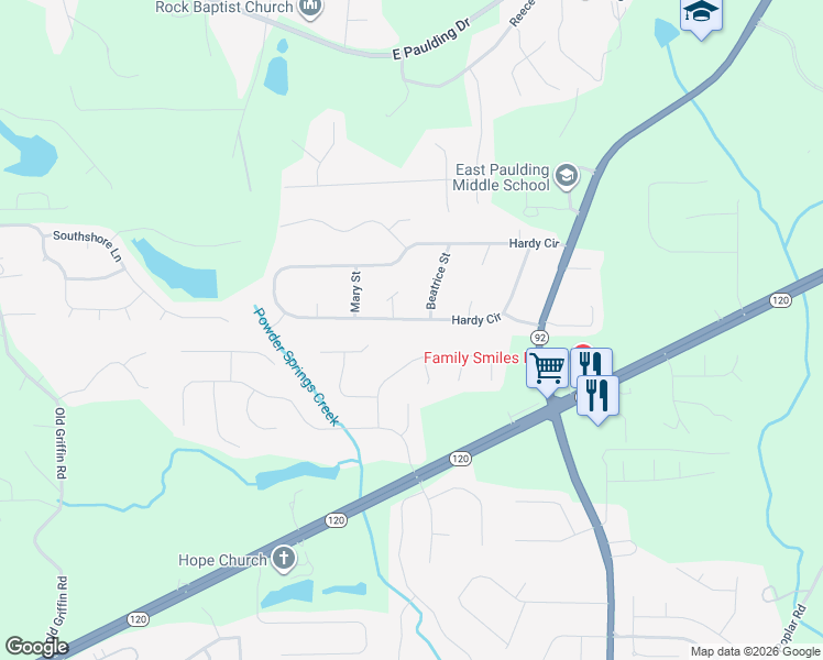 map of restaurants, bars, coffee shops, grocery stores, and more near 1136 Hardy Circle in Dallas