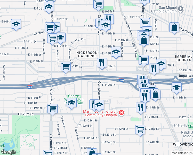 map of restaurants, bars, coffee shops, grocery stores, and more near in Los Angeles