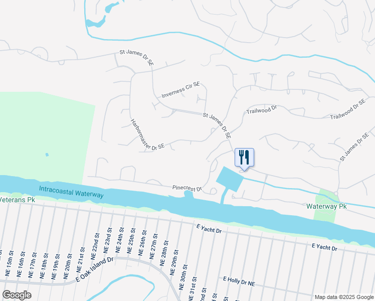 map of restaurants, bars, coffee shops, grocery stores, and more near 4307 Stillwater Cove Southeast in Southport