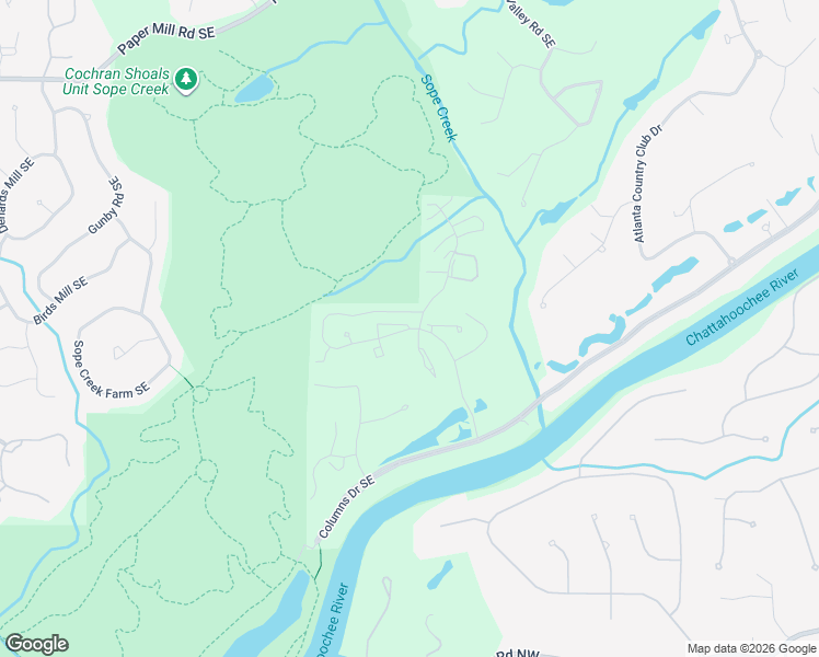 map of restaurants, bars, coffee shops, grocery stores, and more near 5672 River Heights Crossing Southeast in Marietta
