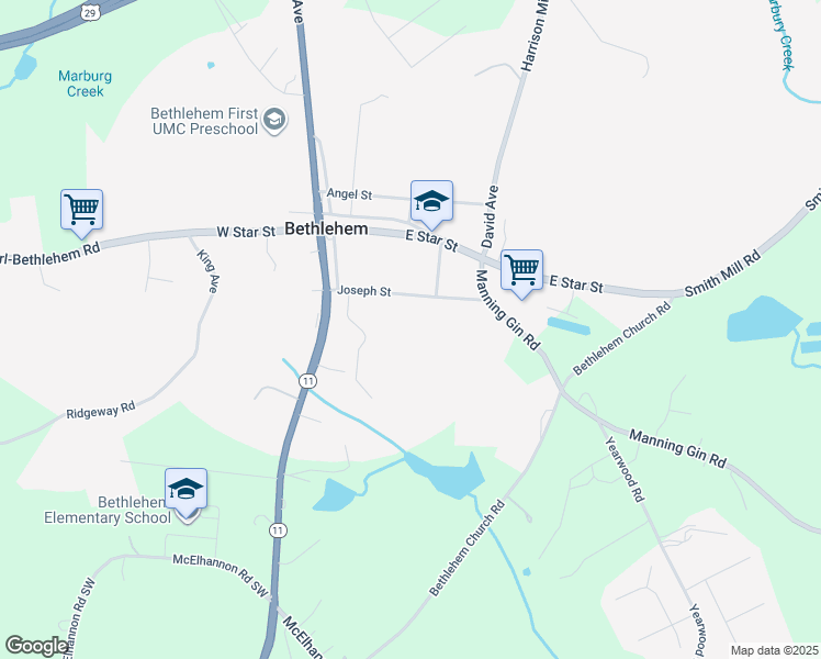 map of restaurants, bars, coffee shops, grocery stores, and more near 59 Joseph Street in Bethlehem