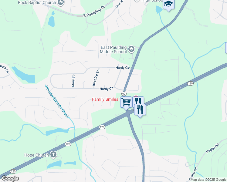 map of restaurants, bars, coffee shops, grocery stores, and more near 1306 Hardy Circle in Dallas