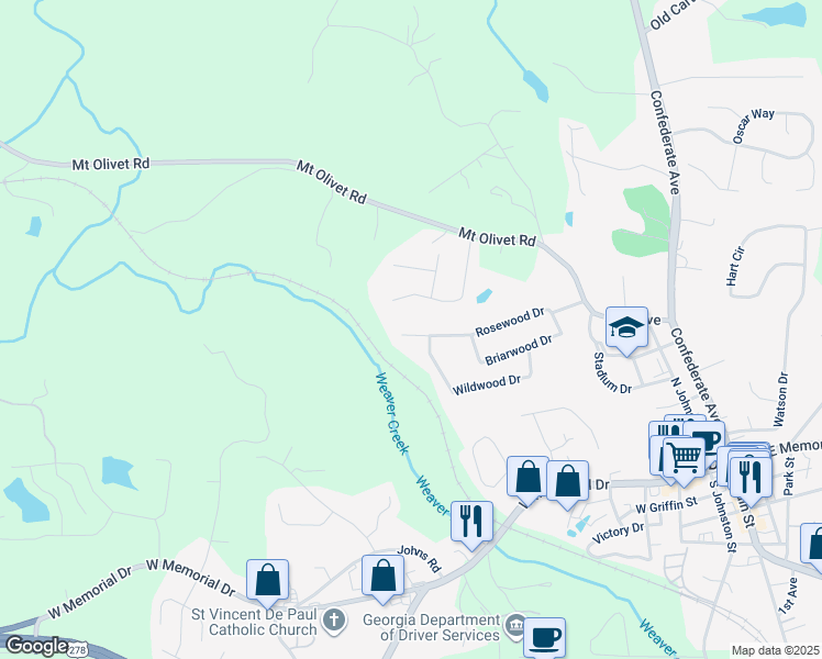 map of restaurants, bars, coffee shops, grocery stores, and more near 140 Rosewood Drive in Dallas