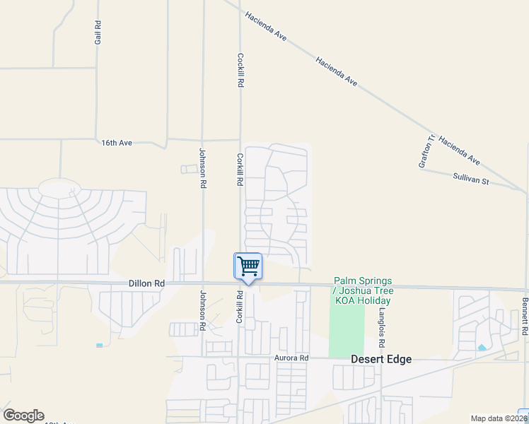 map of restaurants, bars, coffee shops, grocery stores, and more near 70200 Dillon Road in Desert Hot Springs