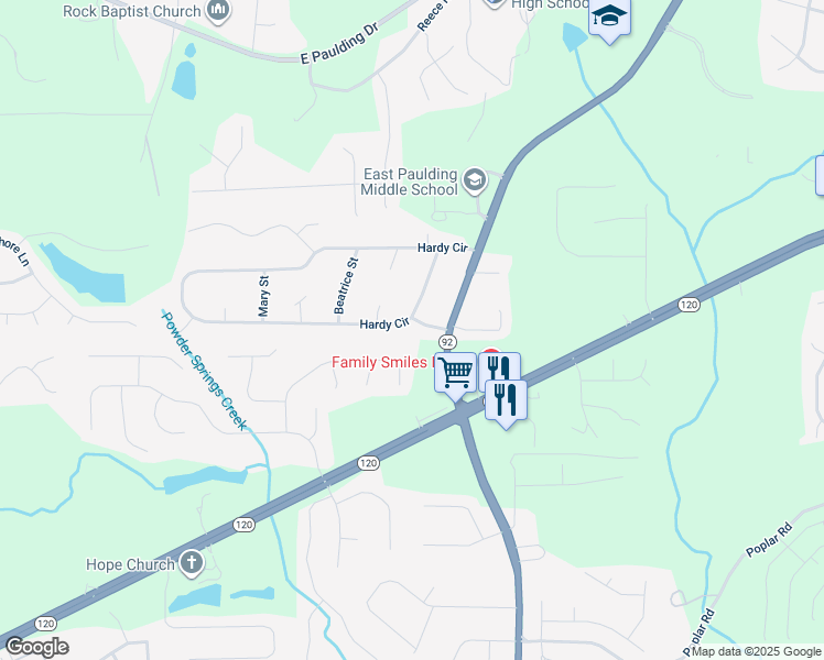map of restaurants, bars, coffee shops, grocery stores, and more near 1306 Hardy Circle in Dallas