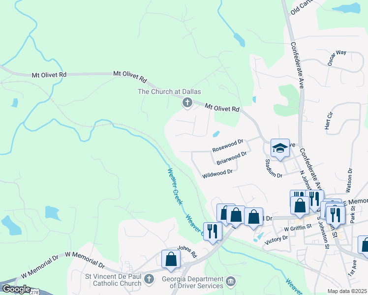 map of restaurants, bars, coffee shops, grocery stores, and more near 140 Rosewood Drive in Dallas