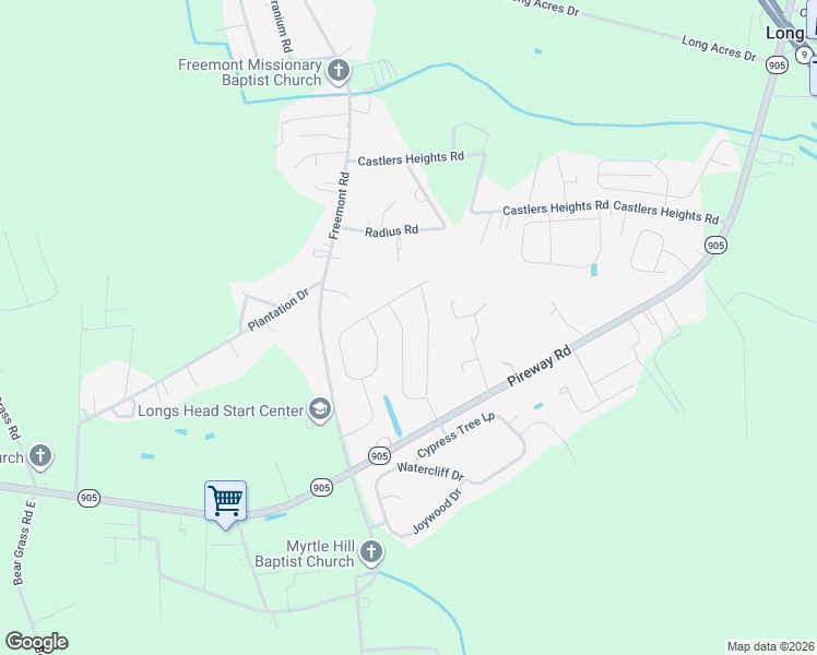 map of restaurants, bars, coffee shops, grocery stores, and more near 141 Oak Leaf Drive in Longs