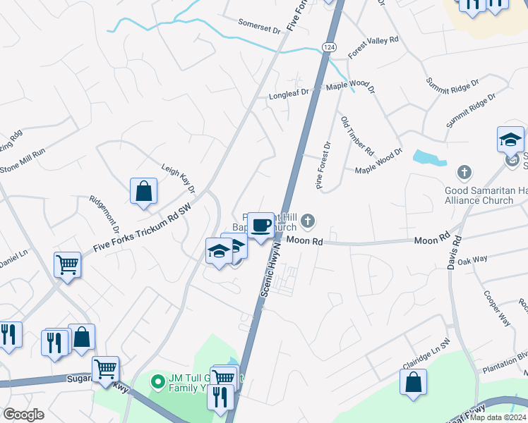 map of restaurants, bars, coffee shops, grocery stores, and more near 852 Saint Charles Court in Lawrenceville