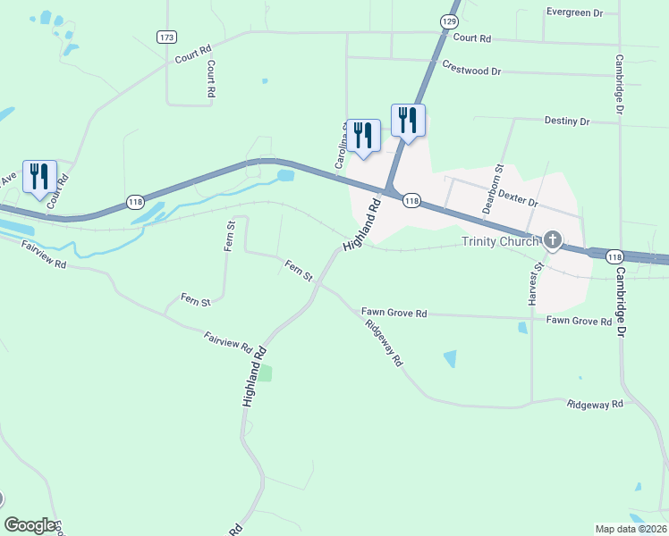 map of restaurants, bars, coffee shops, grocery stores, and more near 2124-2198 Highland Road in Winfield