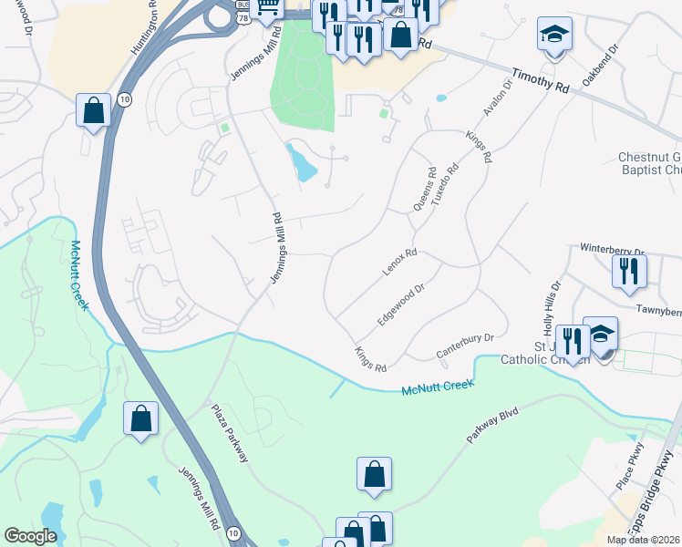 map of restaurants, bars, coffee shops, grocery stores, and more near 286 Lenox Road in Athens