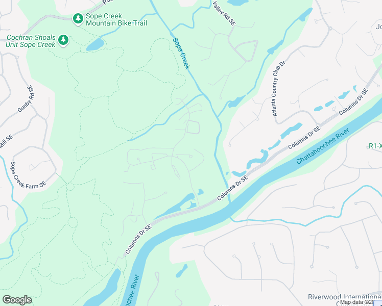 map of restaurants, bars, coffee shops, grocery stores, and more near 2210 River Heights Court Southeast in Marietta