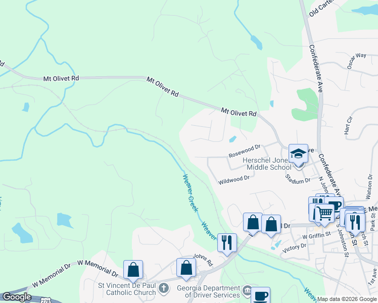 map of restaurants, bars, coffee shops, grocery stores, and more near 144 Rosewood Drive in Dallas