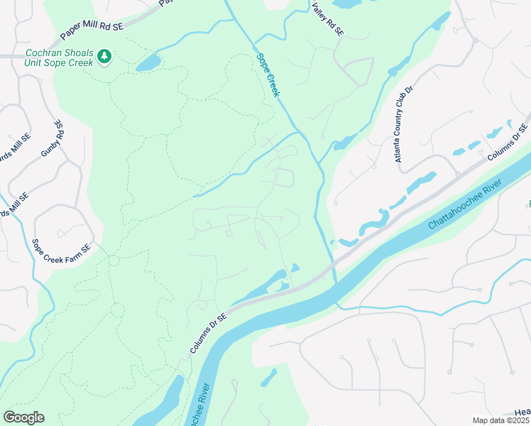 map of restaurants, bars, coffee shops, grocery stores, and more near 2190 River Heights Court Southeast in Marietta
