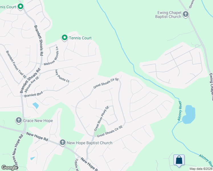 map of restaurants, bars, coffee shops, grocery stores, and more near 1943 Side Branch Way Southeast in Lawrenceville