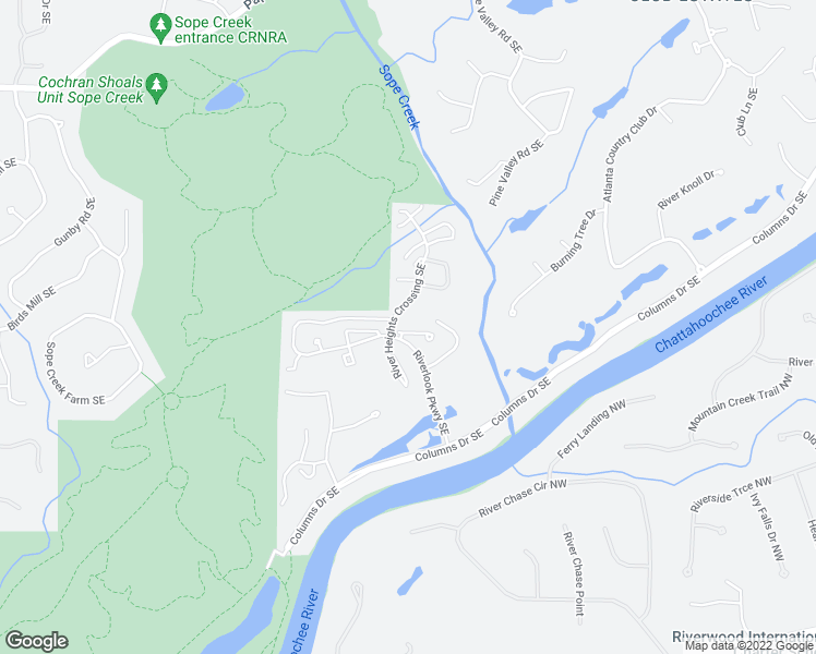 map of restaurants, bars, coffee shops, grocery stores, and more near 2202 River Heights Court Southeast in Marietta