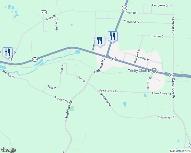map of restaurants, bars, coffee shops, grocery stores, and more near 2124 Highland Road in Winfield