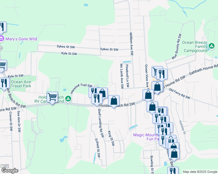 map of restaurants, bars, coffee shops, grocery stores, and more near 2655 Lafayette Street Southwest in Brunswick County