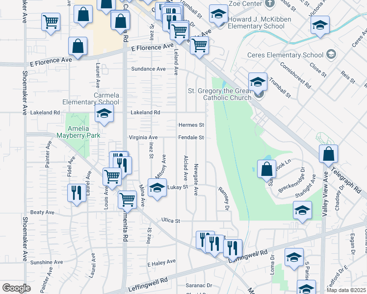 map of restaurants, bars, coffee shops, grocery stores, and more near 11223 Alclad Avenue in Whittier