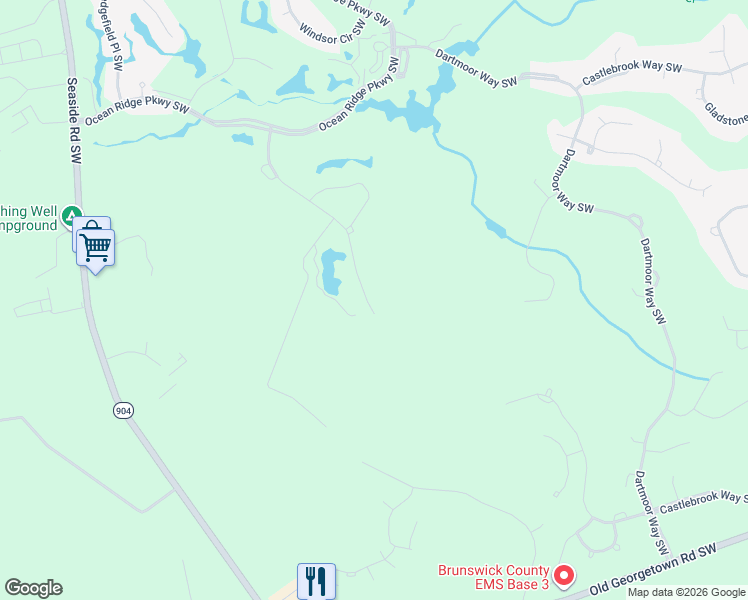 map of restaurants, bars, coffee shops, grocery stores, and more near Stablemaster Court Southwest in Ocean Isle Beach