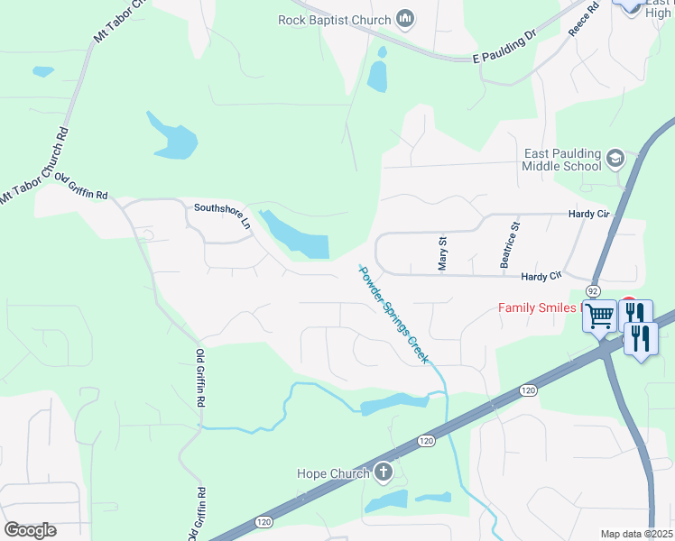 map of restaurants, bars, coffee shops, grocery stores, and more near 507 Southshore Lane in Dallas