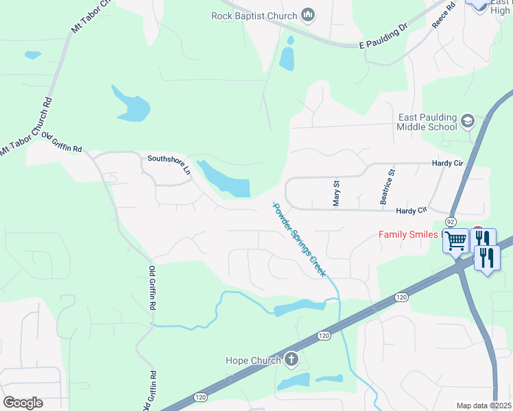 map of restaurants, bars, coffee shops, grocery stores, and more near 507 Southshore Lane in Dallas